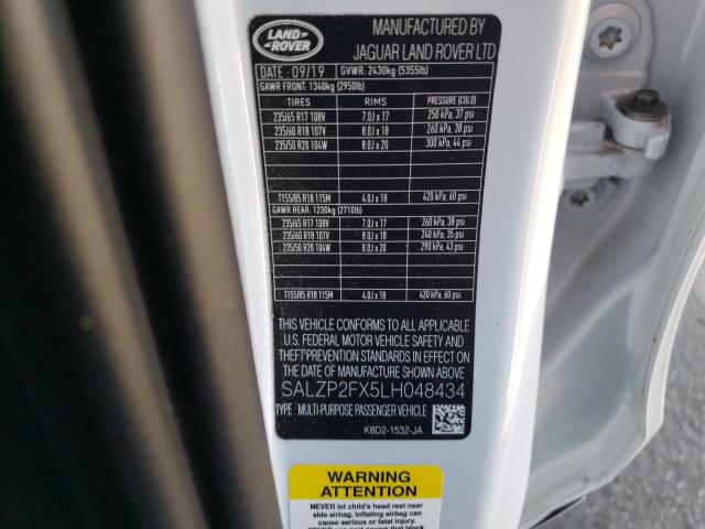 Photo 10 from auction – 2020 LAND ROVER RANGE ROVE with VIN SALZP2FX5LH048434