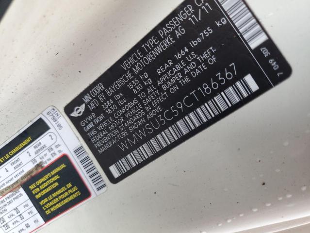 Photo 10 from auction – 2012 MINI COOPER with VIN WMWSU3C59CT186367