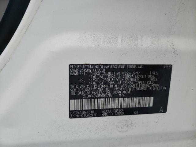 Photo 10 from auction – 2011 TOYOTA RAV4 with VIN 2T3KF4DV3BW061765