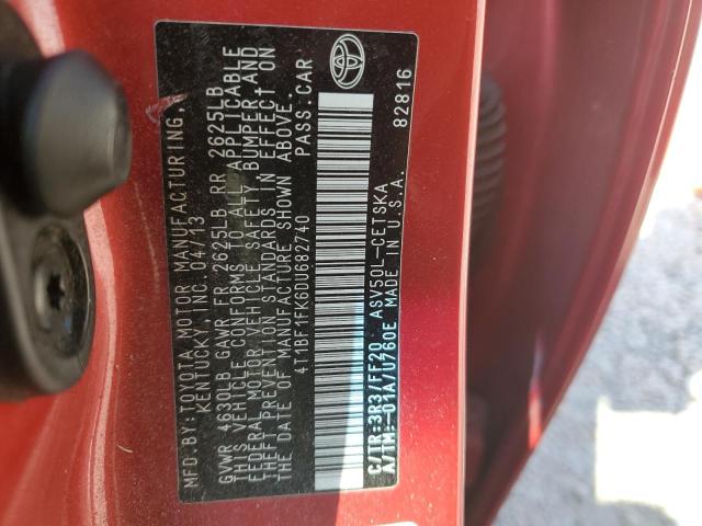 Photo 10 from auction – 2013 TOYOTA CAMRY L with VIN 4T1BF1FK6DU682740