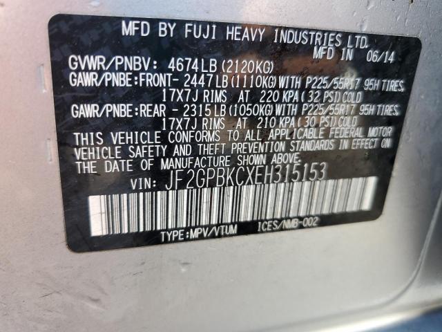 Photo 10 from auction – 2014 SUBARU XV CROSSTR with VIN JF2GPBKCXEH315153
