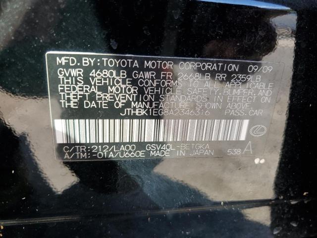 Photo 10 from auction – 2010 LEXUS ES 350 with VIN JTHBK1EG8A2346316