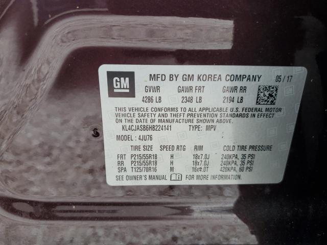 Photo 10 from auction – 2017 BUICK ENCORE PRE with VIN KL4CJASB6HB224141