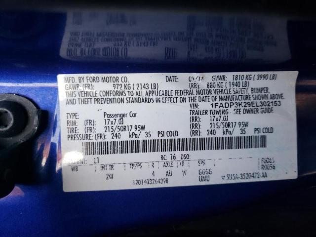 Photo 10 from auction – 2014 FORD FOCUS SE with VIN 1FADP3K29EL302153
