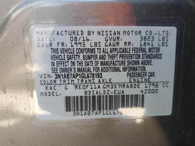Photo 10 from auction – 2016 NISSAN SENTRA S with VIN 3N1AB7AP1GL678193