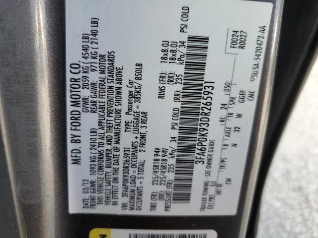 Photo 10 from auction – 2013 FORD FUSION TIT with VIN 3FA6P0K93DR265931