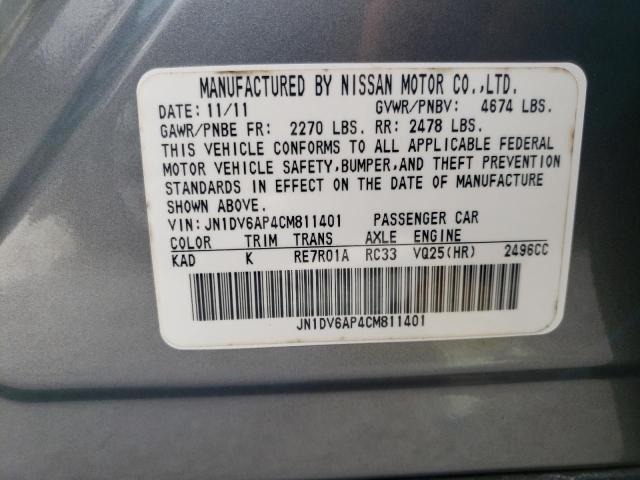 Photo 10 from auction – 2012 INFINITI G25 BASE with VIN JN1DV6AP4CM811401