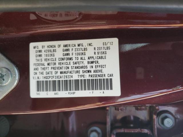 Photo 10 from auction – 2012 HONDA ACCORD LX with VIN 1HGCP2F3XCA129224
