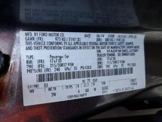 Photo 10 from auction – 2014 FORD FOCUS SE with VIN 1FADP3K28EL337881
