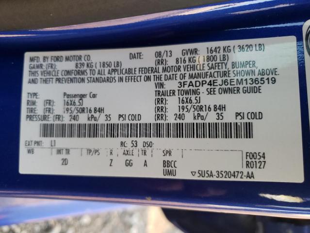 Photo 10 from auction – 2014 FORD FIESTA SE with VIN 3FADP4EJ6EM136519