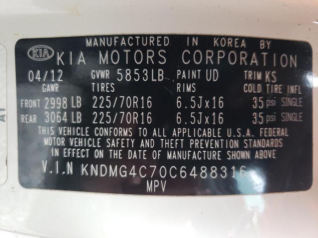 Photo 10 from auction – 2012 KIA SEDONA LX with VIN KNDMG4C70C6488316
