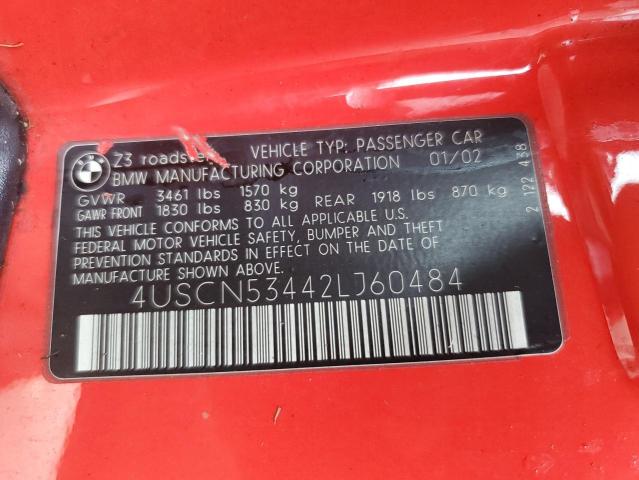 Photo 10 from auction – 2002 BMW Z3 3.0 with VIN 4USCN53442LJ60484