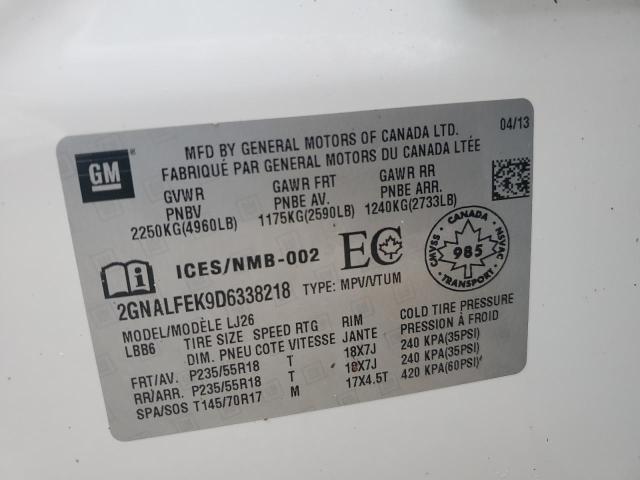 Photo 10 from auction – 2013 CHEVROLET EQUINOX LT with VIN 2GNALFEK9D6338218