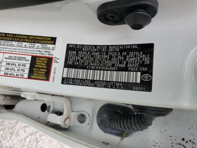 Photo 10 from auction – 2017 TOYOTA CAMRY with VIN 4T1BF1FK1HU649201