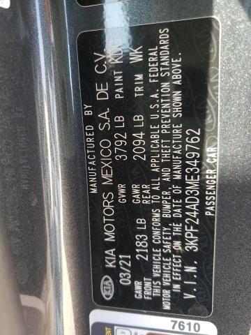 Photo 10 from auction – 2021 KIA FORTE FE with VIN 3KPF24AD3ME349762
