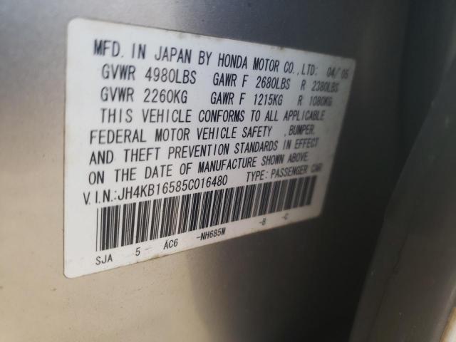 Photo 10 from auction – 2005 ACURA RL with VIN JH4KB16585C016480