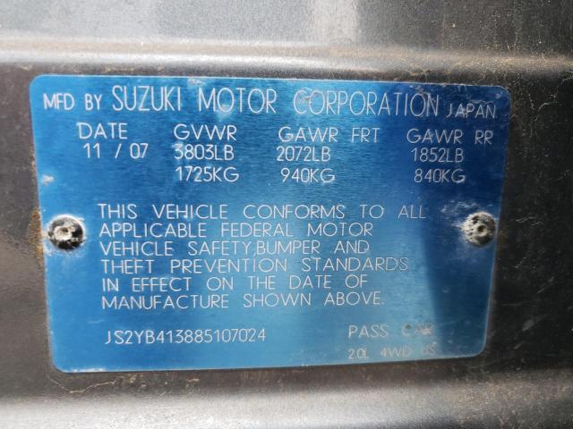 Photo 10 from auction – 2008 SUZUKI SX4 BASE with VIN JS2YB413885107024