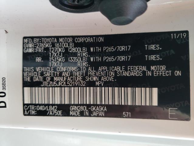 Photo 10 from auction – 2020 TOYOTA 4RUNNER SR with VIN JTEZU5JR2L5219132