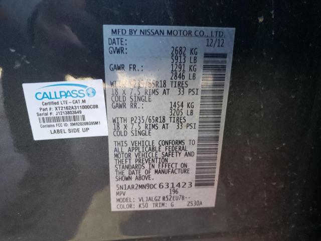 Photo 10 from auction – 2013 NISSAN PATHFINDER with VIN 5N1AR2MN9DC631423