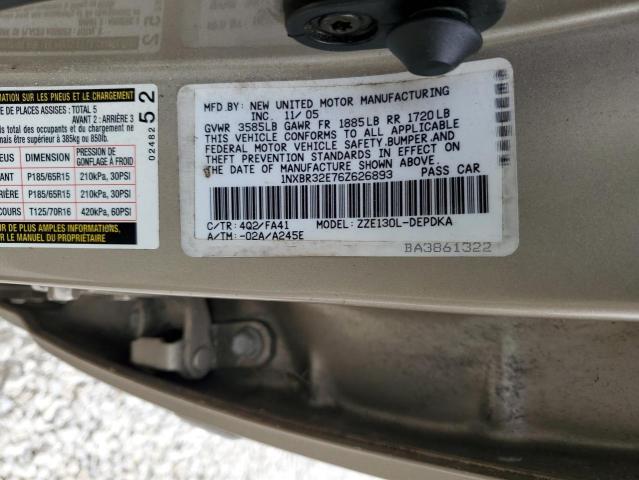 Photo 10 from auction – 2006 TOYOTA COROLLA CE with VIN 1NXBR32E76Z626893
