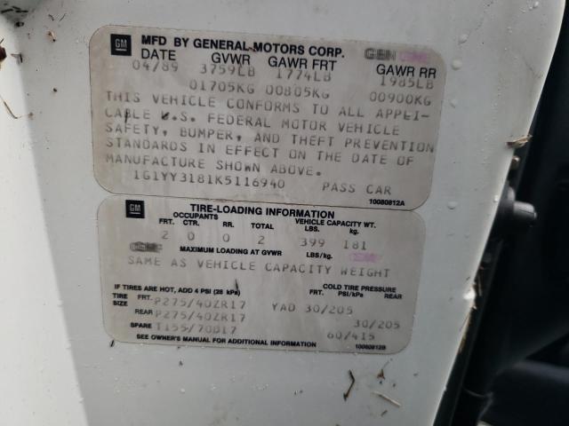 Photo 10 from auction – 1989 CHEVROLET CORVETTE with VIN 1G1YY3181K5116940