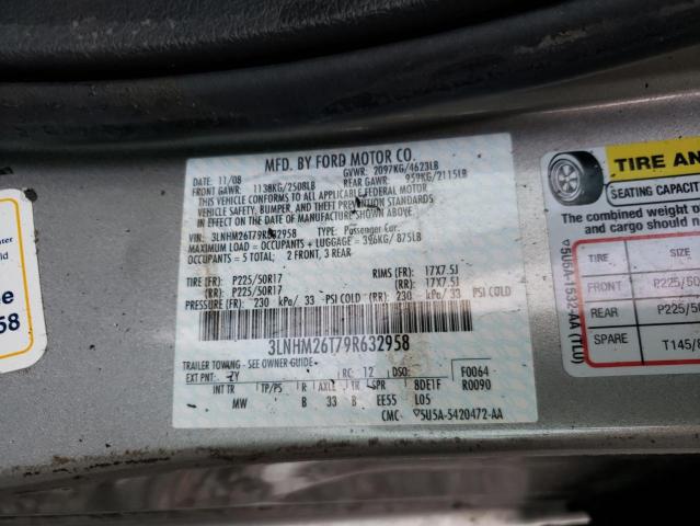 Photo 10 from auction – 2009 LINCOLN MKZ with VIN 3LNHM26T79R632958