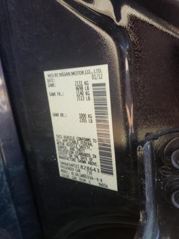 Photo 10 from auction – 2012 NISSAN MAXIMA S with VIN 1N4AA5AP1CC828643