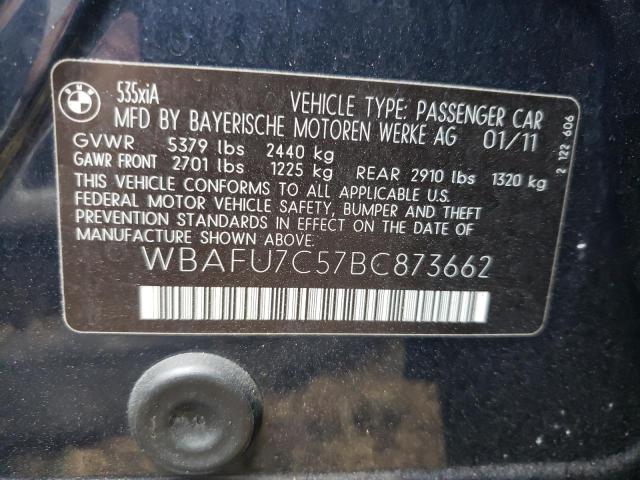 Photo 10 from auction – 2011 BMW 535 XI with VIN WBAFU7C57BC873662