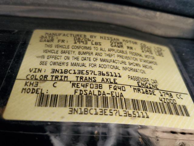 Photo 10 from auction – 2007 NISSAN VERSA S with VIN 3N1BC13E57L365111