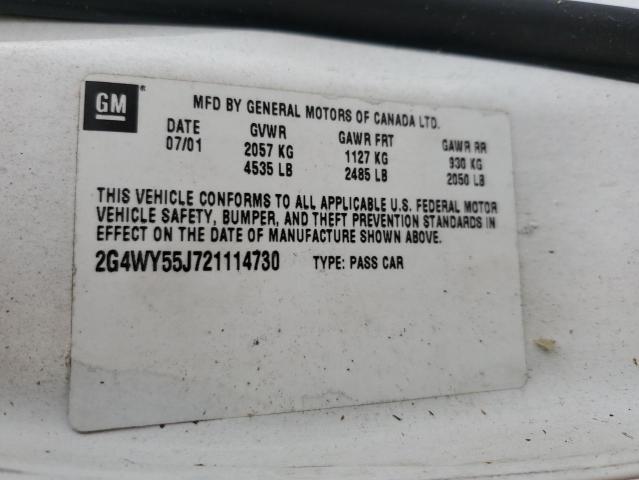 Photo 10 from auction – 2002 BUICK CENTURY LI with VIN 2G4WY55J721114730