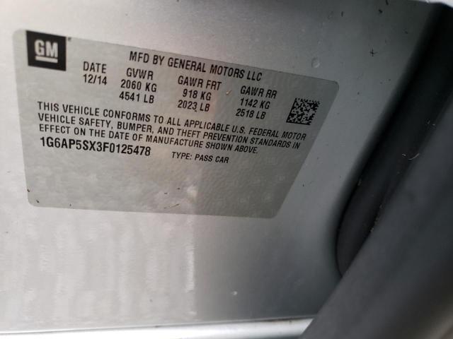 Photo 10 from auction – 2015 CADILLAC CTS with VIN 1G6AP5SX3F0125478