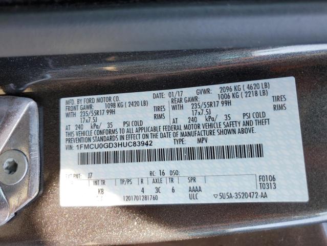Photo 10 from auction – 2017 FORD ESCAPE SE with VIN 1FMCU0GD3HUC83942