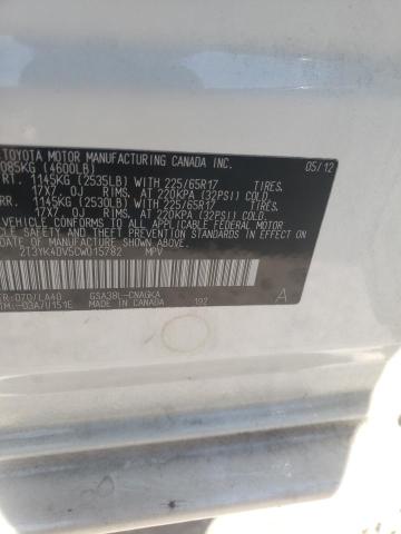 Photo 10 from auction – 2012 TOYOTA RAV4 LIMIT with VIN 2T3YK4DV5CW015782