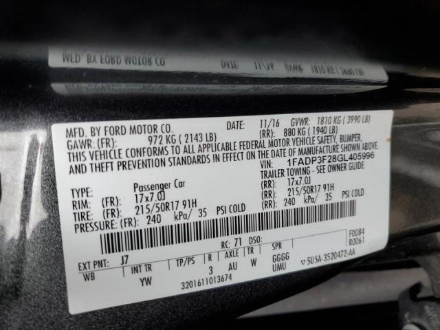 Photo 10 from auction – 2016 FORD FOCUS SE with VIN 1FADP3F28GL405996