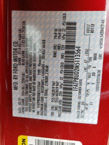 Photo 10 from auction – 2021 FORD MUSTANG with VIN 1FATP8UD2M5113564