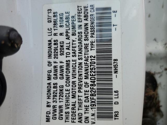 Photo 10 from auction – 2013 HONDA CIVIC EX with VIN 19XFB2F84DE257012
