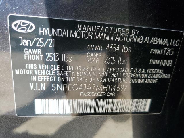 Photo 10 from auction – 2021 HYUNDAI SONATA SE with VIN 5NPEG4JA7MH114697