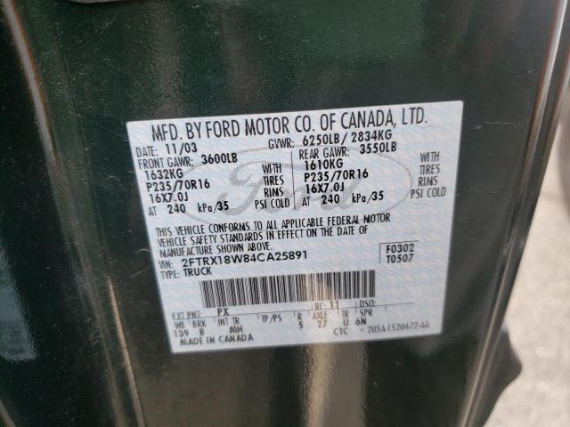 Photo 10 from auction – 2004 FORD F-150 HERI with VIN 2FTRX18W84CA25891