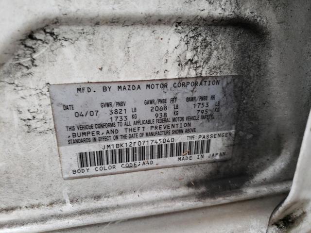 Photo 10 from auction – 2007 MAZDA 3 I with VIN JM1BK12F071745040