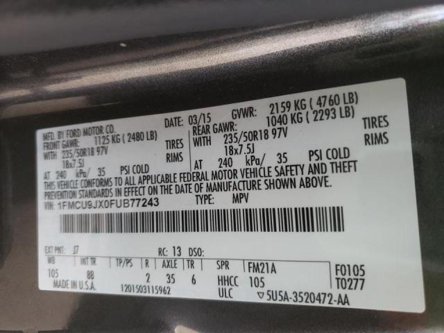 Photo 10 from auction – 2015 FORD ESCAPE TIT with VIN 1FMCU9JX0FUB77243