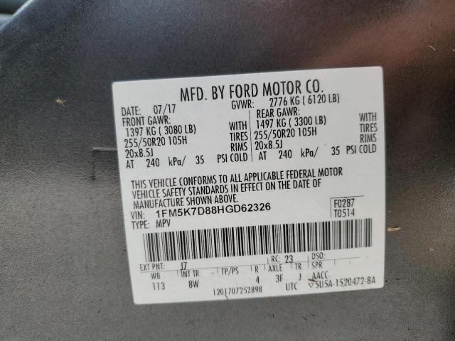 Photo 10 from auction – 2017 FORD EXPLORER X with VIN 1FM5K7D88HGD62326