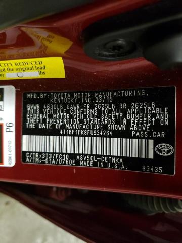 Photo 10 from auction – 2015 TOYOTA CAMRY LE with VIN 4T1BF1FK8FU934264