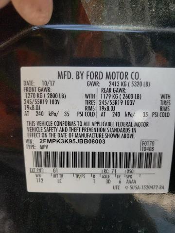 Photo 10 from auction – 2018 FORD EDGE TITAN with VIN 2FMPK3K95JBB08003