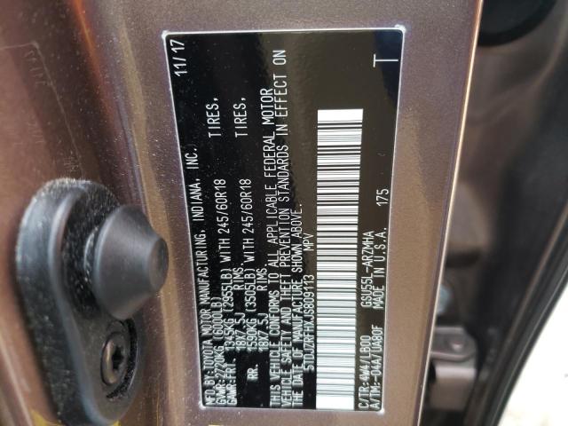 Photo 10 from auction – 2018 TOYOTA HIGHLANDER with VIN 5TDJZRFHXJS809113