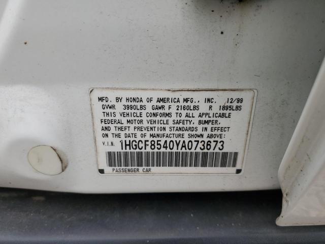 Photo 10 from auction – 2000 HONDA ACCORD DX with VIN 1HGCF8540YA073673