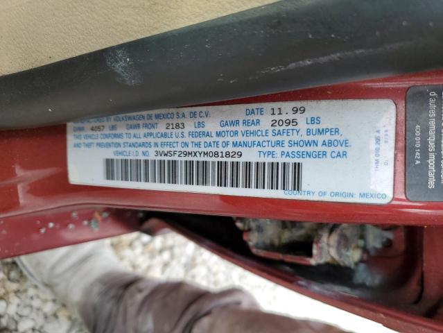 Photo 10 from auction – 2000 VOLKSWAGEN JETTA GLS with VIN 3VWSF29MXYM081829