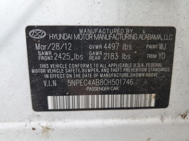 Photo 10 from auction – 2012 HYUNDAI SONATA SE with VIN 5NPEC4AB8CH501746