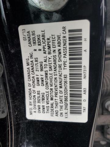 Photo 10 from auction – 2013 HONDA CIVIC SI with VIN 2HGFB6E53DH706183