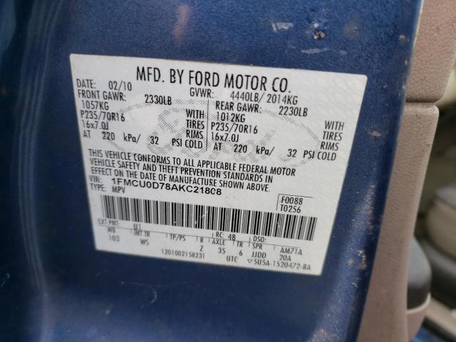 Photo 10 from auction – 2010 FORD ESCAPE XLT with VIN 1FMCU0D78AKC21808