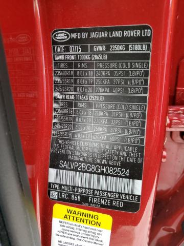 Photo 10 from auction – 2016 LAND ROVER RANGE ROVE with VIN SALVP2BG8GH082524